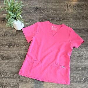 Figs Bright Pink Short Sleeve Top